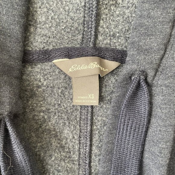 Eddie Bauer Sweatshirt Cardigan Hoodie Womens XS Blue Open Front Pockets Jacket - Picture 4 of 8